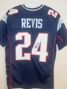 Darrelle Revis #24 Patriots Football Jersey - Unbranded - Autographed Jersey XL